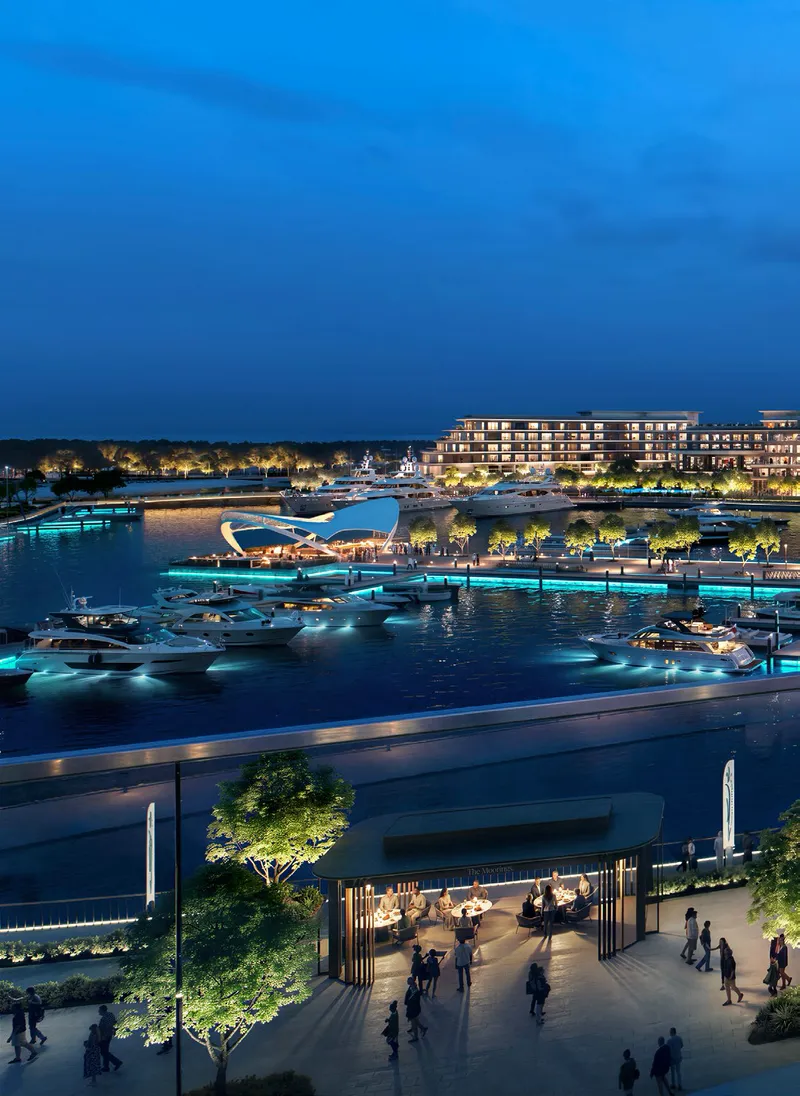Ramhan Marina promenade at night, developer render